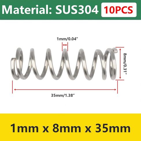 10Pcs Stainless Steel Springs, Compression Springs, Wire Diameter 1.2mm, 7mm OD, 15mm Free Length, Springs for Shop and Home Repair in Saudi Arabia