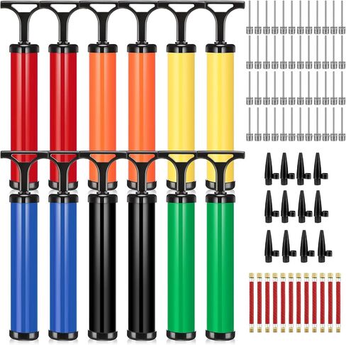 12 Sets Ball Pump Air Pumps Portable Hand Air Ball Pump Inflatables Air Ball Pump Small Sports Pump Kit with Needle Nozzle Hose for Soccer Basketball Football Volleyball and Other Sports Ball 6 Colors in Saudi Arabia