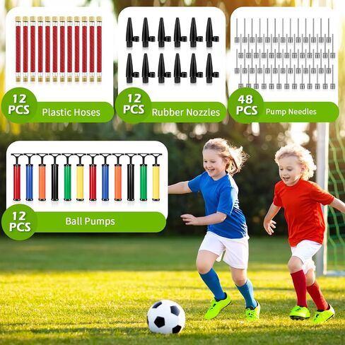12 Sets Ball Pump Air Pumps Portable Hand Air Ball Pump Inflatables Air Ball Pump Small Sports Pump Kit with Needle Nozzle Hose for Soccer Basketball Football Volleyball and Other Sports Ball 6 Colors in Saudi Arabia