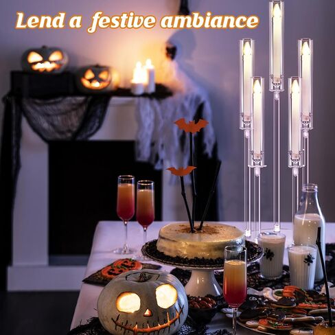 4set 5 Arms Acrylic Candelabra Centerpieces for Wedding Table Decorations,Clear Crystal Candlesticks Holder with Acrylic Shade for Valentine's Day Dinner Party Fireplace Gift Fit LED Candle in Kuwait