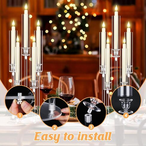 4set 5 Arms Acrylic Candelabra Centerpieces for Wedding Table Decorations,Clear Crystal Candlesticks Holder with Acrylic Shade for Valentine's Day Dinner Party Fireplace Gift Fit LED Candle in Kuwait
