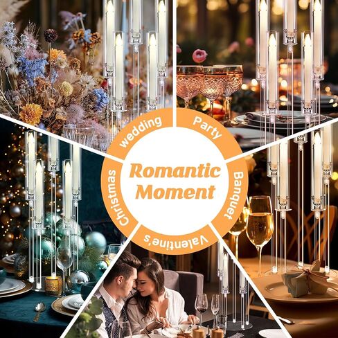 4set 5 Arms Acrylic Candelabra Centerpieces for Wedding Table Decorations,Clear Crystal Candlesticks Holder with Acrylic Shade for Valentine's Day Dinner Party Fireplace Gift Fit LED Candle in Kuwait