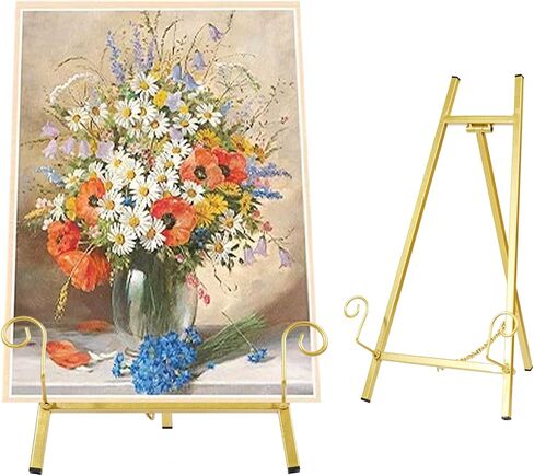 Metal Easel Stand ，Table Top gold easel stand for sign ，wedding sign stand，picture frame stand，table easel，picture easels for display，Portable Painting Easel Stand in Saudi Arabia