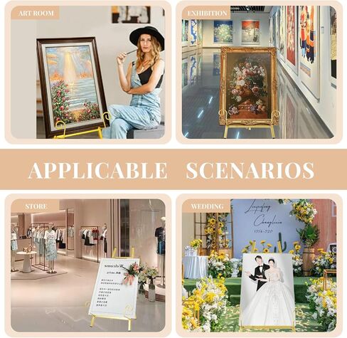Metal Easel Stand ，Table Top gold easel stand for sign ，wedding sign stand，picture frame stand，table easel，picture easels for display，Portable Painting Easel Stand in Saudi Arabia