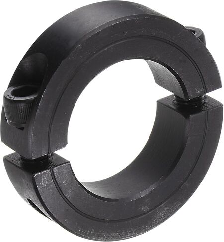 Double Split Shaft Collar - [1-1/8" Rod x 1-7/8" OD x 1/2" Width] Clamping Style Shaft Collar with Set Screw for Drive Shafts, Motor Bases Use, Carbon Steel, Black in Saudi Arabia