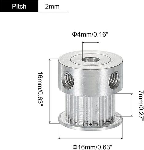 MECCANIXITY 20 Teeth 4mm Bore Timing Pulley Aluminium Synchronous Wheel with M4 Screw for 3D Printer Belt, CNC Machine, Pack of 2 in Saudi Arabia