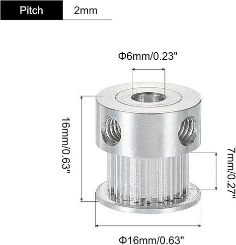 MECCANIXITY 20 Teeth 4mm Bore Timing Pulley Aluminium Synchronous Wheel with M4 Screw for 3D Printer Belt, CNC Machine, Pack of 2 in Saudi Arabia