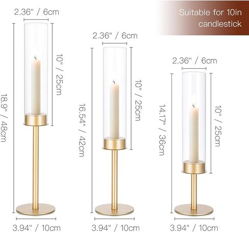 Candlestick Candle Holder Gold Hurricane: Candeldo Taper Candle Holders for Wedding Glass Table Centerpiece for Dining Tables Set of 3 Tall Christmas Candles Stand in Saudi Arabia