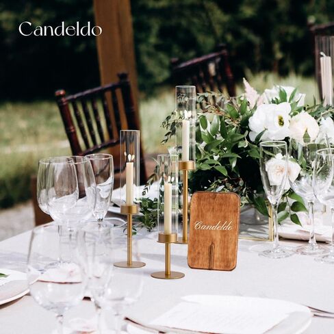 Candlestick Candle Holder Gold Hurricane: Candeldo Taper Candle Holders for Wedding Glass Table Centerpiece for Dining Tables Set of 3 Tall Christmas Candles Stand in Saudi Arabia