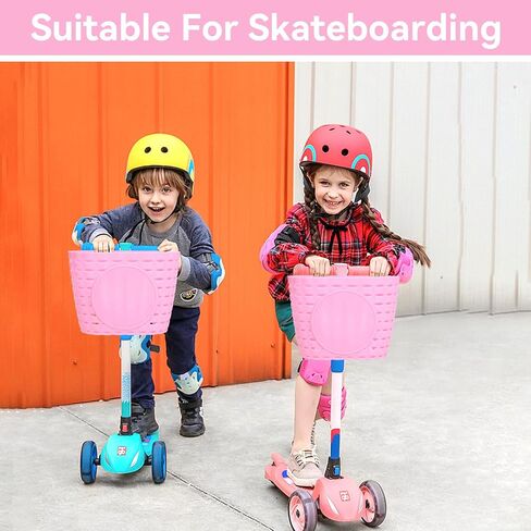Kids Bike Basket, Girls Bike Basket Bicycle Basket Front Handlebar Bicycle Front Basket Pink Bike Basket for Girls Bicycle Basket Bicycle Handlebar Basket Plastic Bicycle Front Handlebar B in Saudi Arabia