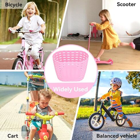 Kids Bike Basket, Girls Bike Basket Bicycle Basket Front Handlebar Bicycle Front Basket Pink Bike Basket for Girls Bicycle Basket Bicycle Handlebar Basket Plastic Bicycle Front Handlebar B in Saudi Arabia