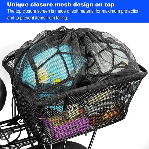 Bike Basket Rear with Waterproof Cover and Cargo Net, Metal Bicycle Rack Storage Basket with Closure Lid, Waterproof Bike Basket for Most Rear Bike Racks in Saudi Arabia