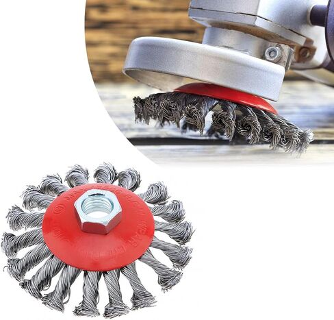 4 عبوات من العجلات السلكية لمطحنة الزوايا، 5/8 بوصة - 11 خيوط UNC أربور 0.012 بوصة من الكربون الخشن و0.02 بوصة فرشاة أكواب من أسلاك الفولاذ الكربوني المعقودة لمطحنة زاوية 4-1/2 لإزالة الطلاء والصدأ in Kuwait