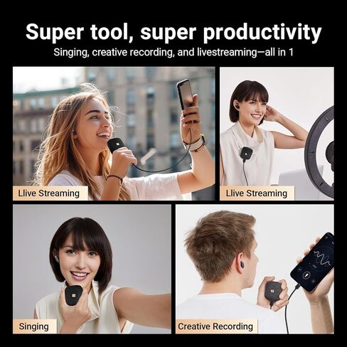 Mobile Studio S1 Wireless IEMs LivePods، جهاز كاريوكي 3 في 1 + سماعات رأس داخل الأذن + ميكروفونات لاسلكية + واجهة صوتية للغناء والتسجيل الإبداعي والبث المباشر in Saudi Arabia