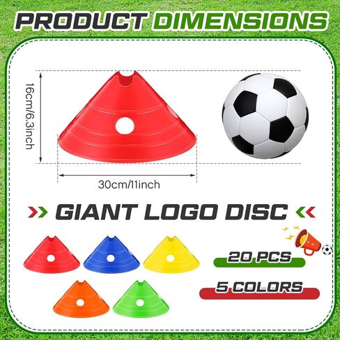 ShinyRelief Jumbo Disc Cones Jumbo Soccer Cones Giant Agility Cones Large Soccer Training Cones with Mesh Bag for Kids Adult Sports Training in Kuwait