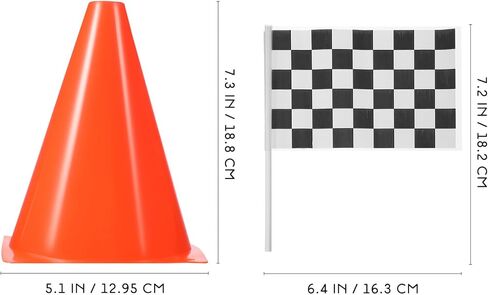 Totority 12 PCS 7 Inch Orange Cones and 12 Pcs Racing Flags, Soccer Cones Agility Field Marker Cone for Sports Training, Drills, Outdoor Activity, Construction Themed Party Decorations in Saudi Arabia