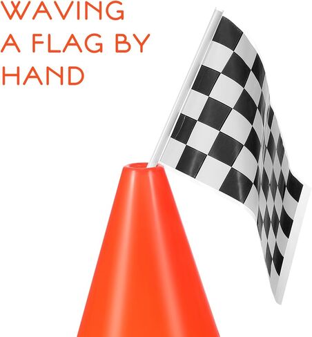 Totority 12 PCS 7 Inch Orange Cones and 12 Pcs Racing Flags, Soccer Cones Agility Field Marker Cone for Sports Training, Drills, Outdoor Activity, Construction Themed Party Decorations in Saudi Arabia