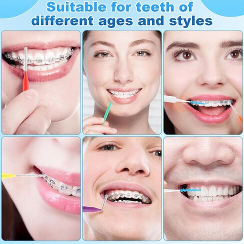 Layhit 420 Pcs Interdental Brush for Braces 7 Sizes Dental Disposable Braces Flossers Toothpick Soft Bendable Braces Brushes Braces Floss Picks Tooth Cleaning Tool, 11 Colors in Saudi Arabia