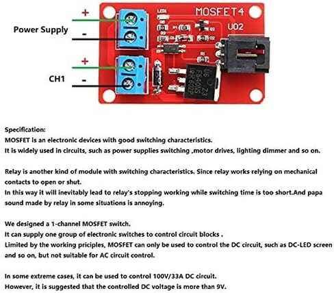 وحدة تبديل MOSFET ذات قناة واحدة من NOYITO وحدة طاقة معزولة IRF540 (قناة واحدة، أحمر) in Kuwait