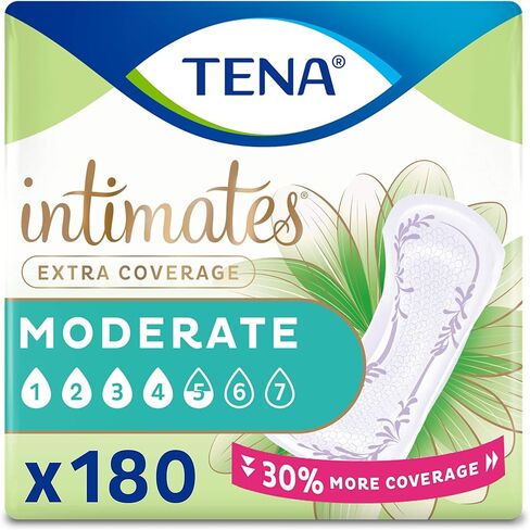 وسادات تينا لسلس البول، للتحكم في المثانة وبعد الولادة للنساء، امتصاص متوسط، تغطية إضافية، حميمية - 180 قطعة in Kuwait