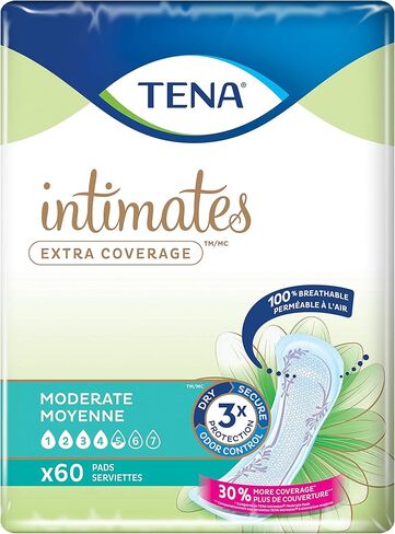 وسادات تينا لسلس البول، للتحكم في المثانة وبعد الولادة للنساء، امتصاص متوسط، تغطية إضافية، حميمية - 180 قطعة in Kuwait