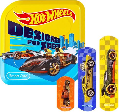 Hot Wheels Bandage Kit, Bandaids for Kids, Ideal for Boys, Infants and Children, Latex-Free Band Aids, Ft a Collectible Hot Wheels Tin Case, Variety Pack with 3 Assorted Sizes, 100 ct. in Saudi Arabia