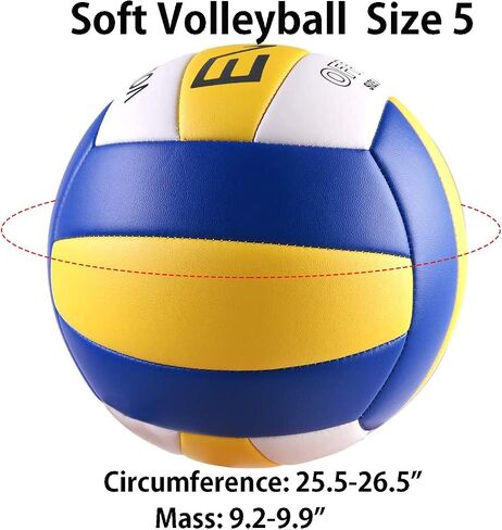 Volleyball, Official Size 5 Volleyball Soft PU Beach Volleyball Waterproof Volleyball Indoor Outdoor Sports Training Volleyball for Beginner Teenager Adult | Deflated in Saudi Arabia