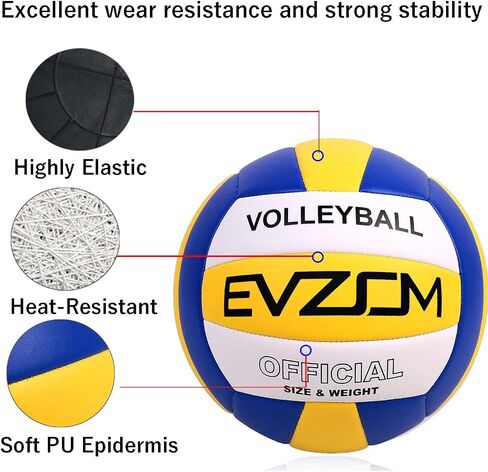 Volleyball, Official Size 5 Volleyball Soft PU Beach Volleyball Waterproof Volleyball Indoor Outdoor Sports Training Volleyball for Beginner Teenager Adult | Deflated in Saudi Arabia