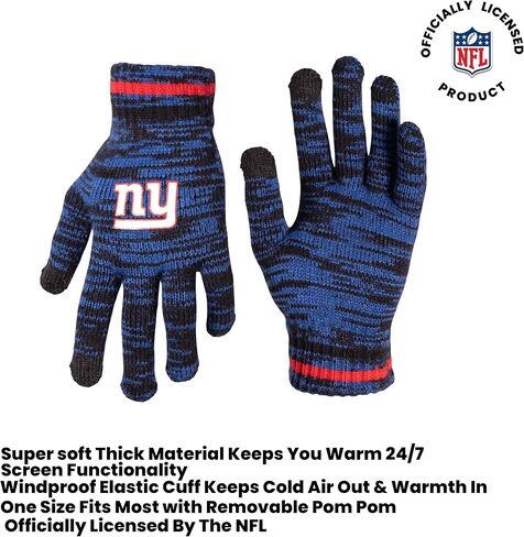 Ultra Game NFL Mens Womens Super Soft Marled Winter Beanie Knit Hat with Extra Warm Touch Screen Gloves in Saudi Arabia