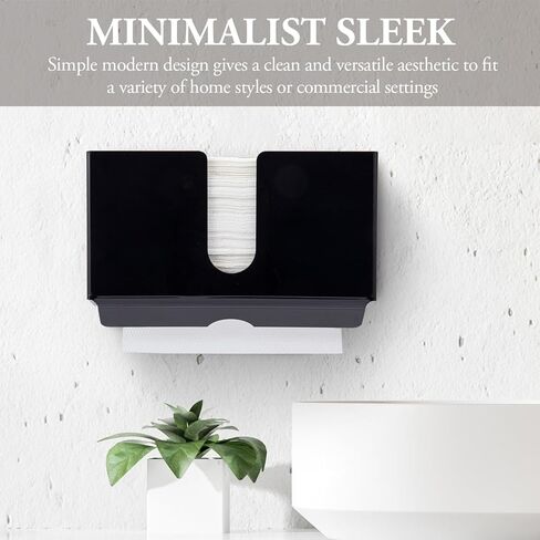 MyGift Modern Premium Black Acrylic Commercial Bathroom Hanging Folded Paper Towel Holder, Wall Mounted Dispenser for Trifold Multifold Z Fold Disposable Restroom Hand Towels in Saudi Arabia