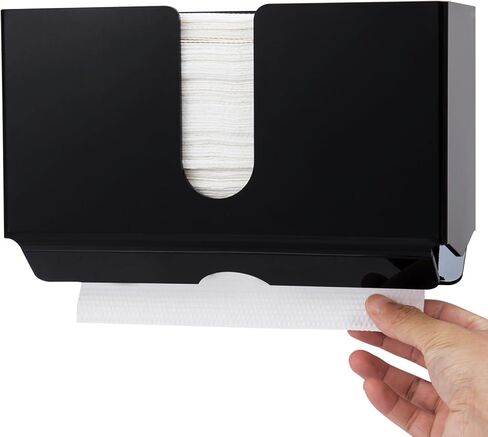 MyGift Modern Premium Black Acrylic Commercial Bathroom Hanging Folded Paper Towel Holder, Wall Mounted Dispenser for Trifold Multifold Z Fold Disposable Restroom Hand Towels in Saudi Arabia