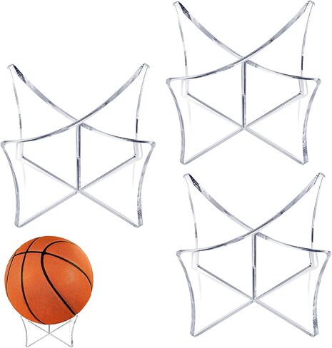 3 Pack Basketball Stand Holder Acrylic Football Display Stand Clear Ball Holder Stand for Football Basketball Soccer Volleyball Rugby (3.35 x 2.56Inch) in Saudi Arabia