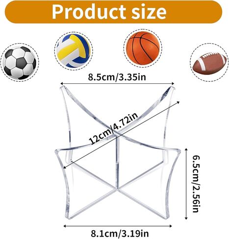 3 Pack Basketball Stand Holder Acrylic Football Display Stand Clear Ball Holder Stand for Football Basketball Soccer Volleyball Rugby (3.35 x 2.56Inch) in Saudi Arabia