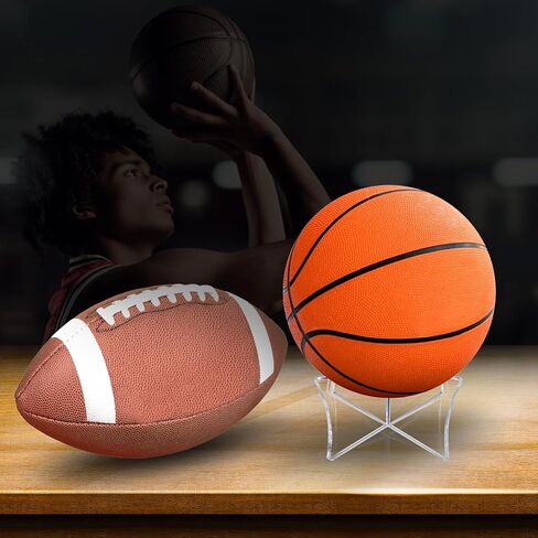 3 Pack Basketball Stand Holder Acrylic Football Display Stand Clear Ball Holder Stand for Football Basketball Soccer Volleyball Rugby (3.35 x 2.56Inch) in Saudi Arabia