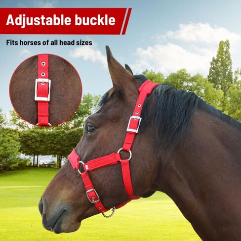 Adjustable Horse Halter with Polar Fleece Lined, Rope Halters, Equestrian Horse Riding Headcollar with Satin Hardware, Prevents Rubs, Adjustable Fit,Great for Trailering & Shows in Saudi Arabia