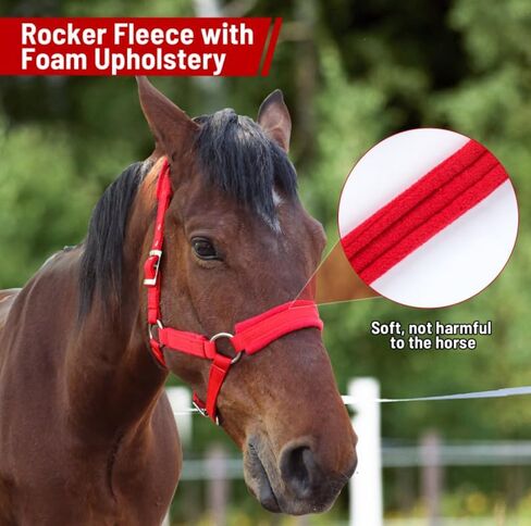 Adjustable Horse Halter with Polar Fleece Lined, Rope Halters, Equestrian Horse Riding Headcollar with Satin Hardware, Prevents Rubs, Adjustable Fit,Great for Trailering & Shows in Saudi Arabia