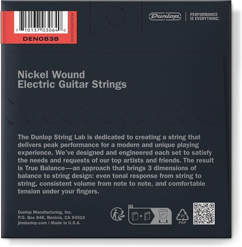 JIM JIM DUNLOP DEN0838 أوتار جيتار كهربائي من النيكل، خفيفة، .008–.038، 6 أوتار/مجموعة in Saudi Arabia