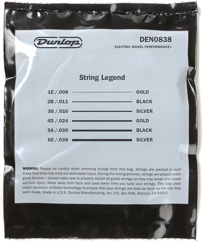 JIM JIM DUNLOP DEN0838 أوتار جيتار كهربائي من النيكل، خفيفة، .008–.038، 6 أوتار/مجموعة in Saudi Arabia