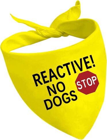 1 Piece Reactive No Dogs/Do Not Pet Dog Bandana Anxious Dog Reactive Dog Bandana Yellow Dog Bandana (Reactive No Dogs D) in Saudi Arabia