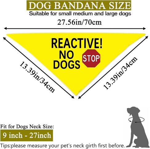 1 Piece Reactive No Dogs/Do Not Pet Dog Bandana Anxious Dog Reactive Dog Bandana Yellow Dog Bandana (Reactive No Dogs D) in Saudi Arabia