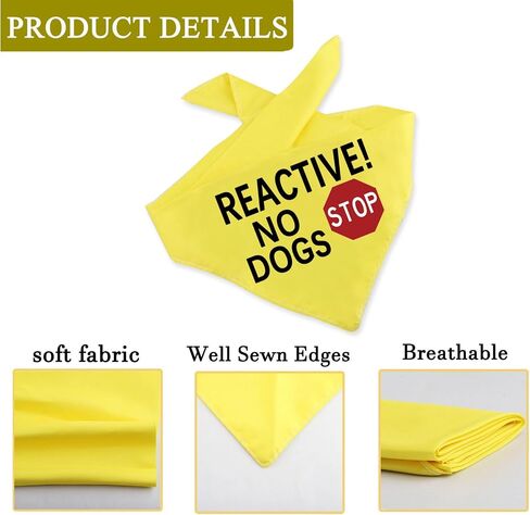 1 Piece Reactive No Dogs/Do Not Pet Dog Bandana Anxious Dog Reactive Dog Bandana Yellow Dog Bandana (Reactive No Dogs D) in Saudi Arabia