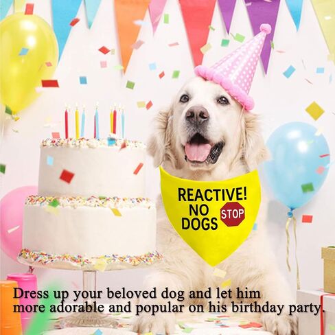 1 Piece Reactive No Dogs/Do Not Pet Dog Bandana Anxious Dog Reactive Dog Bandana Yellow Dog Bandana (Reactive No Dogs D) in Saudi Arabia