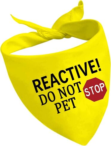 1 Piece Reactive No Dogs/Do Not Pet Dog Bandana Anxious Dog Reactive Dog Bandana Yellow Dog Bandana (Reactive No Dogs D) in Saudi Arabia
