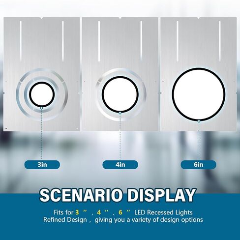 12 Pcs New Construction Mounting Plate with 3-4-6" Round Hole Rough in Bracket Recessed Lighting Housing and Trim Kits LED Flat Plate Recessed LED Light Plate for LED Downlight, Silver in Saudi Arabia