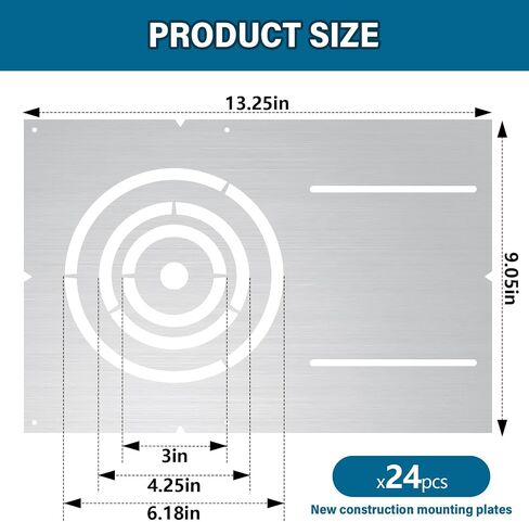 12 Pcs New Construction Mounting Plate with 3-4-6" Round Hole Rough in Bracket Recessed Lighting Housing and Trim Kits LED Flat Plate Recessed LED Light Plate for LED Downlight, Silver in Saudi Arabia