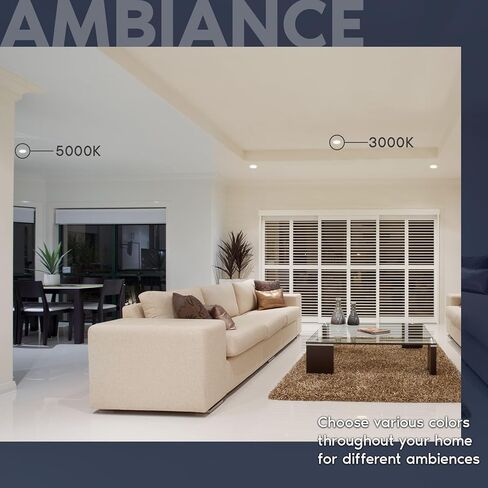مصابيح LUXRITE مقاس 4 بوصات بدون حواف LED مع صندوق توصيل، 5CCT يمكن اختيارها 2700K-5000K، 15 وات، 1200 لومن، قابلة للتعتيم، مصنفة رطبة وIC، إضاءة سفلية بدون غطاء، قائمة ETL، بناء جديد وإعادة تشكيل (6 عبوات) in Saudi Arabia