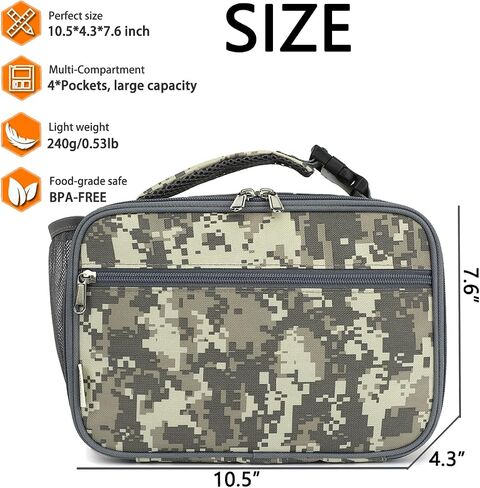 Insulated Lunch Box for School, Thermal Reusable Durable Freezable Lunch Bags for Kids Boys Girls Men Women - Small Soft Cooler Portable Lunch Tote Kit for Work Picnic Travel,Black in Saudi Arabia