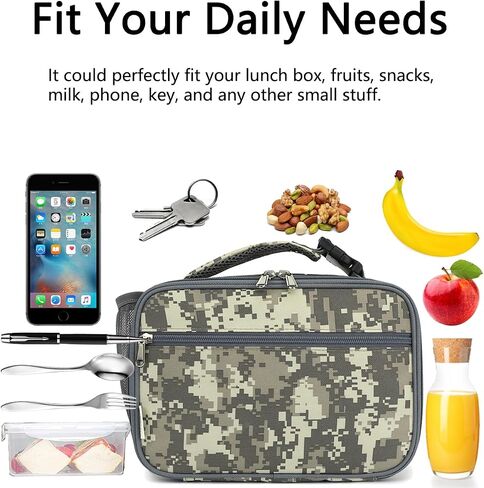 Insulated Lunch Box for School, Thermal Reusable Durable Freezable Lunch Bags for Kids Boys Girls Men Women - Small Soft Cooler Portable Lunch Tote Kit for Work Picnic Travel,Black in Saudi Arabia