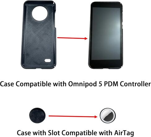 حافظة واقية لجهاز Omnipod 5، حافظة متوافقة مع وحدة تحكم Omnipod 5 PDM، حافظة مزودة بفتحة متوافقة مع AirTag (أسود) in Saudi Arabia