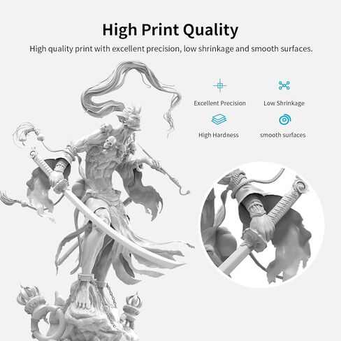 Official Creality 3D Printer Resin 405nm, Fast UV-Curing Resin, High Precision Safety Low Odor Quick Curing Standard Photopolymer Resin for LCD 3D Printing, White 500g in Saudi Arabia